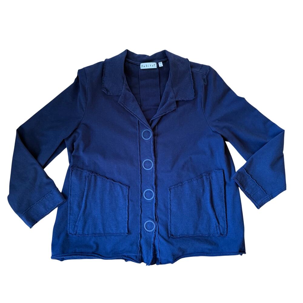 Habitat Clothes to Live In Women Sweatshirt Jacket S Snap Cotton Lagenlook Swing